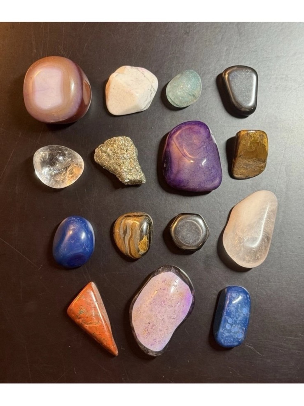 15 Assorted Tumbled Gem Stones with Carrying Pouch. Crystals, Wicca, witchcraft